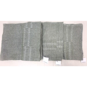 Crate And Barrel Set Of 3 Pillow Covers 30" x 30" Airlie Dobby Stripe Sage Linen